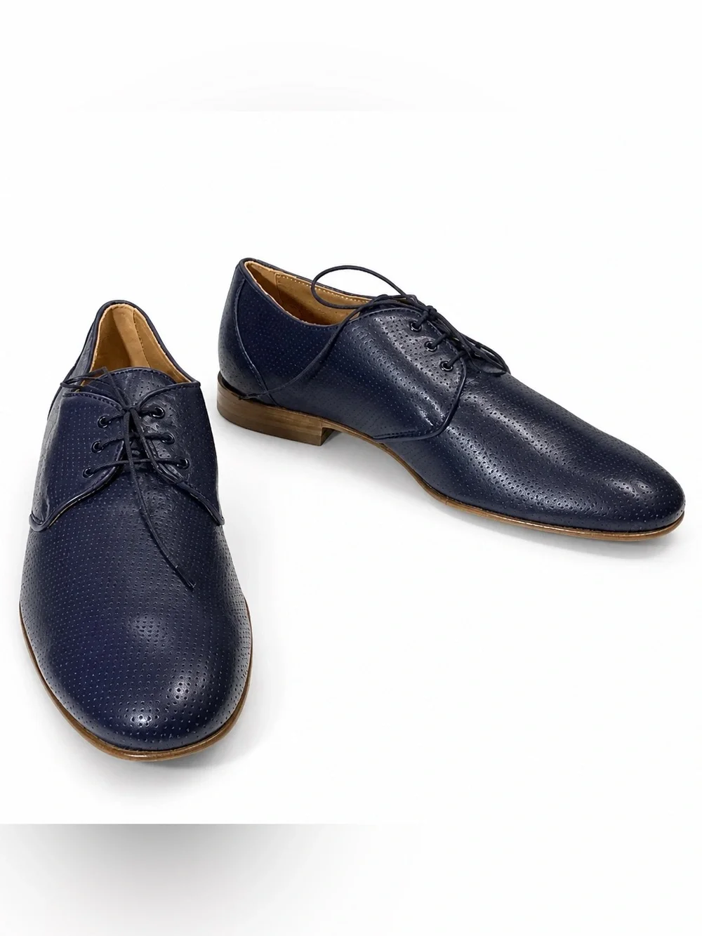 Baldinini Men’s Navy Perforated Soft Leather Comfort Derby Shoes